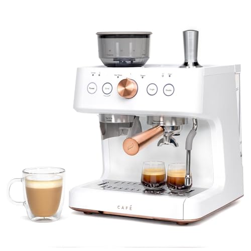 Café Bellissimo Semi Automatic Espresso Machine + Milk Frother | WiFi Connected, Smart Home Kitchen Essentials | Built - In Bean Grinder, 15 - Bar Pump & 95 - Ounce Water Reservoir | Matte White - electronicsexpo.com - Coffee Machines
