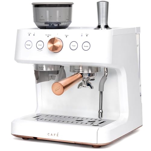 Café Bellissimo Semi Automatic Espresso Machine + Milk Frother | WiFi Connected, Smart Home Kitchen Essentials | Built - In Bean Grinder, 15 - Bar Pump & 95 - Ounce Water Reservoir | Matte White - electronicsexpo.com - Coffee Machines