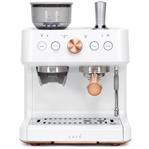 Café Bellissimo Semi Automatic Espresso Machine + Milk Frother | WiFi Connected, Smart Home Kitchen Essentials | Built - In Bean Grinder, 15 - Bar Pump & 95 - Ounce Water Reservoir | Matte White - electronicsexpo.com - Coffee Machines