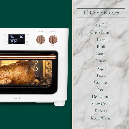 Café Couture Oven with 14 essential cooking modes, including Air Fry, CrispFinish, Bake, Broil, Roast, Toast, Pizza, WiFi & Smart Connected, Voice Control, Countertop Small Appliances, Matte White - electronicsexpo.com - Cookware