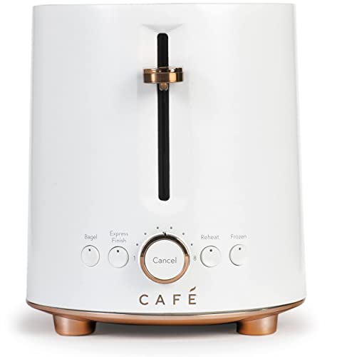 Café Express Finish 2 - Slice Toaster | Extra - Wide Slots, Extra Lift for Waffles, Pastries, Texas Toast & More | 4 Pre - Set Functions, 8 Shade Options | Countertop Kitchen Essentials | Matte White - electronicsexpo.com - Coffee Machines