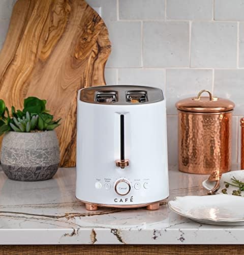 Café Express Finish 2 - Slice Toaster | Extra - Wide Slots, Extra Lift for Waffles, Pastries, Texas Toast & More | 4 Pre - Set Functions, 8 Shade Options | Countertop Kitchen Essentials | Matte White - electronicsexpo.com - Coffee Machines