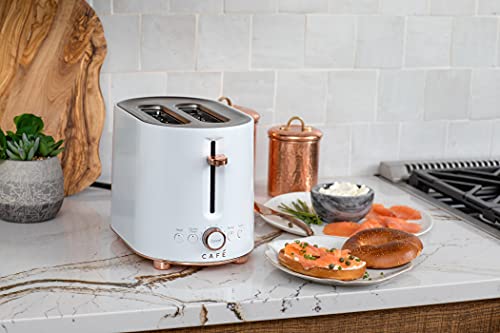 Café Express Finish 2 - Slice Toaster | Extra - Wide Slots, Extra Lift for Waffles, Pastries, Texas Toast & More | 4 Pre - Set Functions, 8 Shade Options | Countertop Kitchen Essentials | Matte White - electronicsexpo.com - Coffee Machines