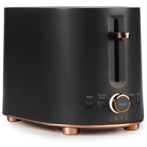 Café Express Finish 2 - Slice Toaster | Extra - Wide Slots, Extra Lift for Waffles, Pastries, Texas Toast & More | 4 Pre - Set Functions, 8 Shade Options | Countertop Kitchen Essentials | Matte Black - electronicsexpo.com - Coffee Machines
