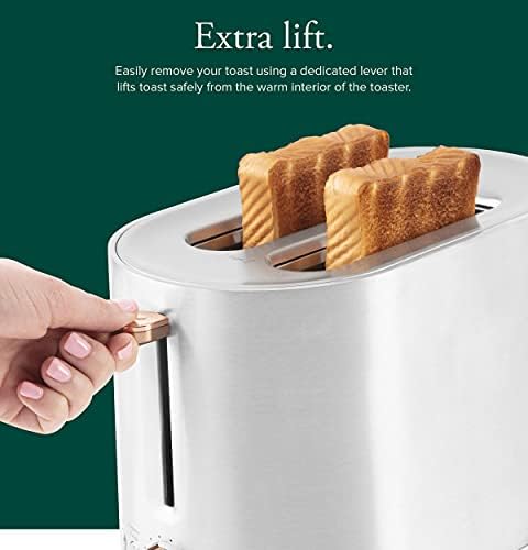 Café Express Finish 2 - Slice Toaster | Extra - Wide Slots, Extra Lift for Waffles, Pastries, Texas Toast & More | 4 Pre - Set Functions, 8 Shade Options | Countertop Kitchen Essentials | Matte White - electronicsexpo.com - Coffee Machines