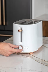 Café Express Finish 2 - Slice Toaster | Extra - Wide Slots, Extra Lift for Waffles, Pastries, Texas Toast & More | 4 Pre - Set Functions, 8 Shade Options | Countertop Kitchen Essentials | Matte White - electronicsexpo.com - Coffee Machines