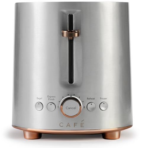 Café Express Finish 2 - Slice Toaster | Extra - Wide Slots, Extra Lift for Waffles, Pastries, Texas Toast & More | 4 Pre - Set Functions, 8 Shade Options | Countertop Kitchen Essentials | Stainless Steel - electronicsexpo.com - Coffee Machines