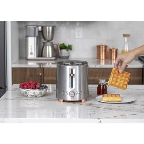 Café Express Finish 2 - Slice Toaster | Extra - Wide Slots, Extra Lift for Waffles, Pastries, Texas Toast & More | 4 Pre - Set Functions, 8 Shade Options | Countertop Kitchen Essentials | Stainless Steel - electronicsexpo.com - Coffee Machines