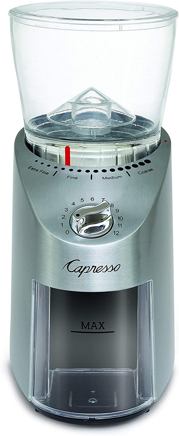 Capresso 575.05 Infinity Plus Conical Burr Grinder with Large Bean Container (Stainless Steel) - electronicsexpo.com - Coffee Grinders
