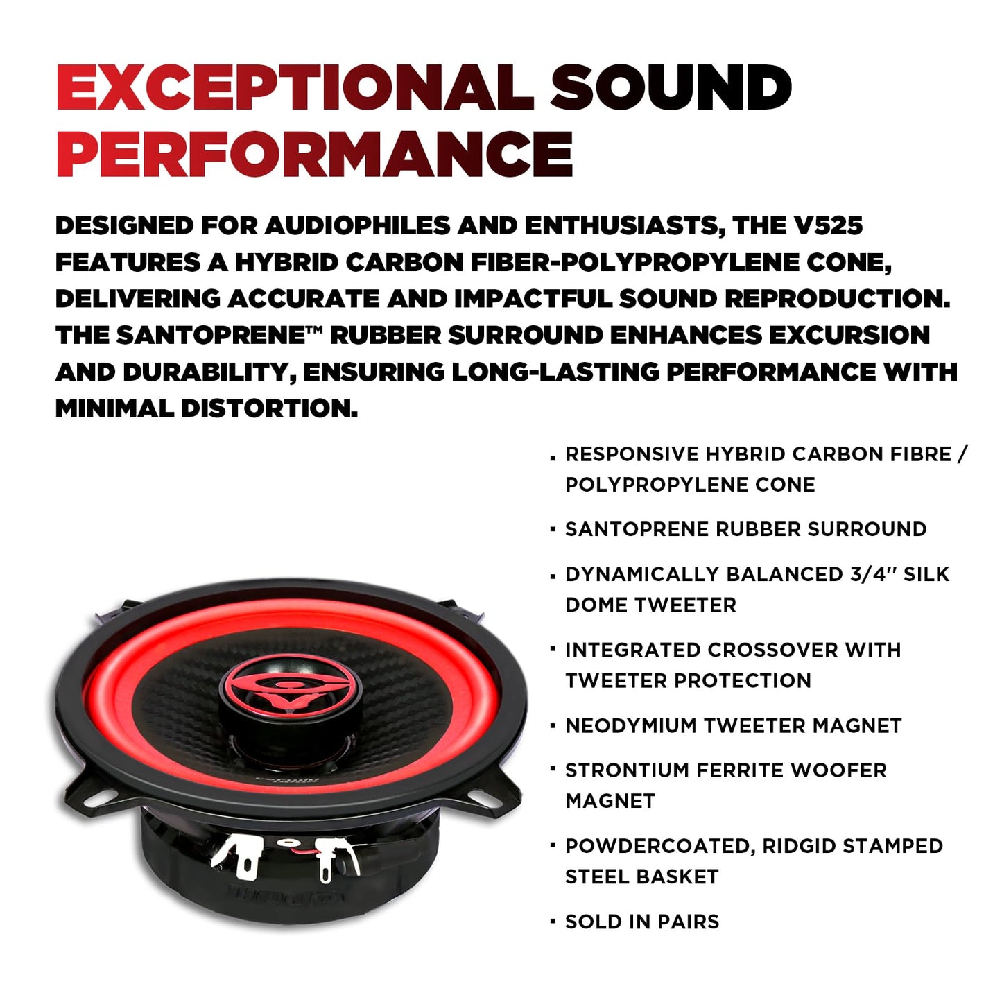 Cerwin Vega V525 2025 Edition 5.25" 2 - Way Coaxial Full - Range Car Speakers (Pair) - electronicsexpo.com - Car Speakers
