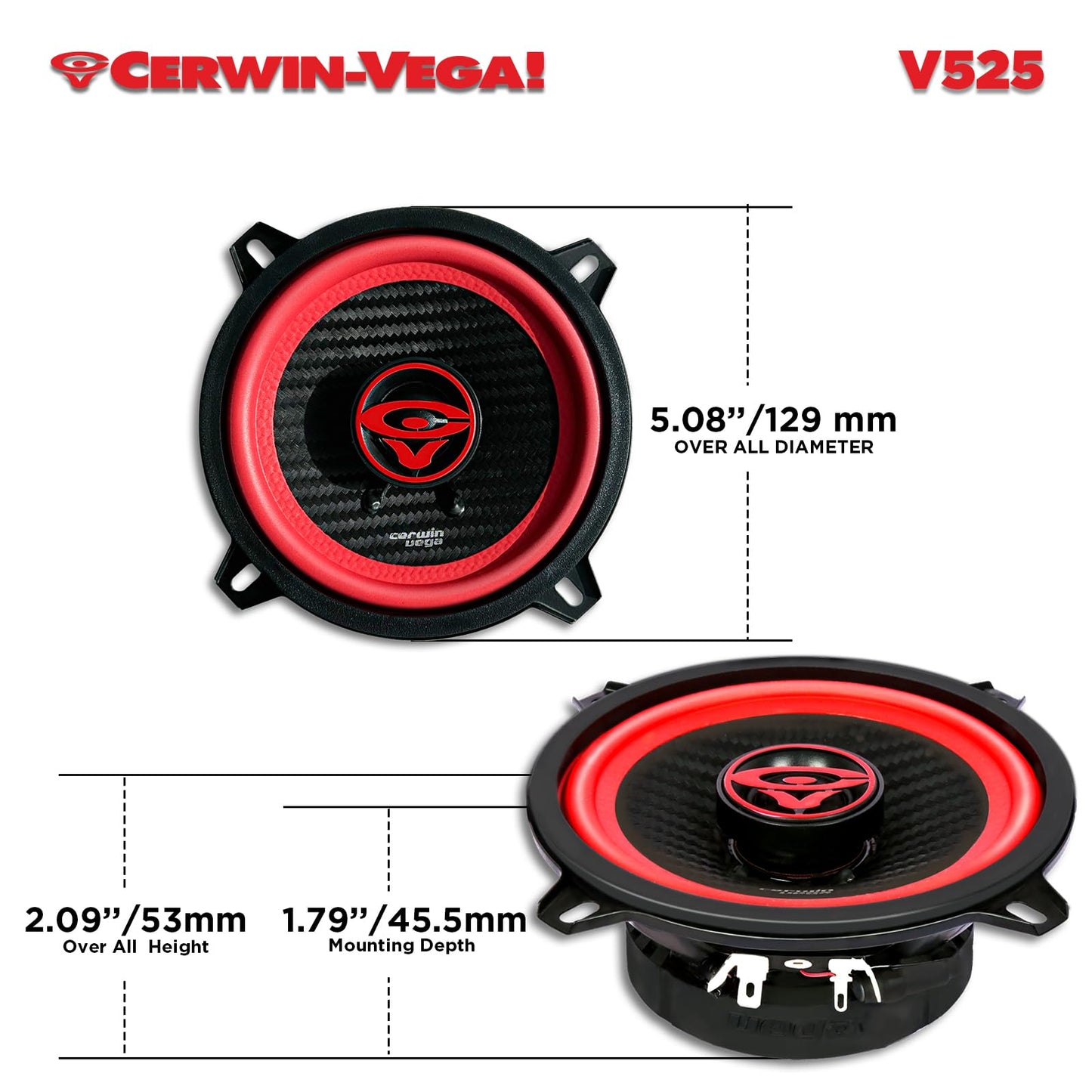 Cerwin Vega V525 2025 Edition 5.25" 2 - Way Coaxial Full - Range Car Speakers (Pair) - electronicsexpo.com - Car Speakers