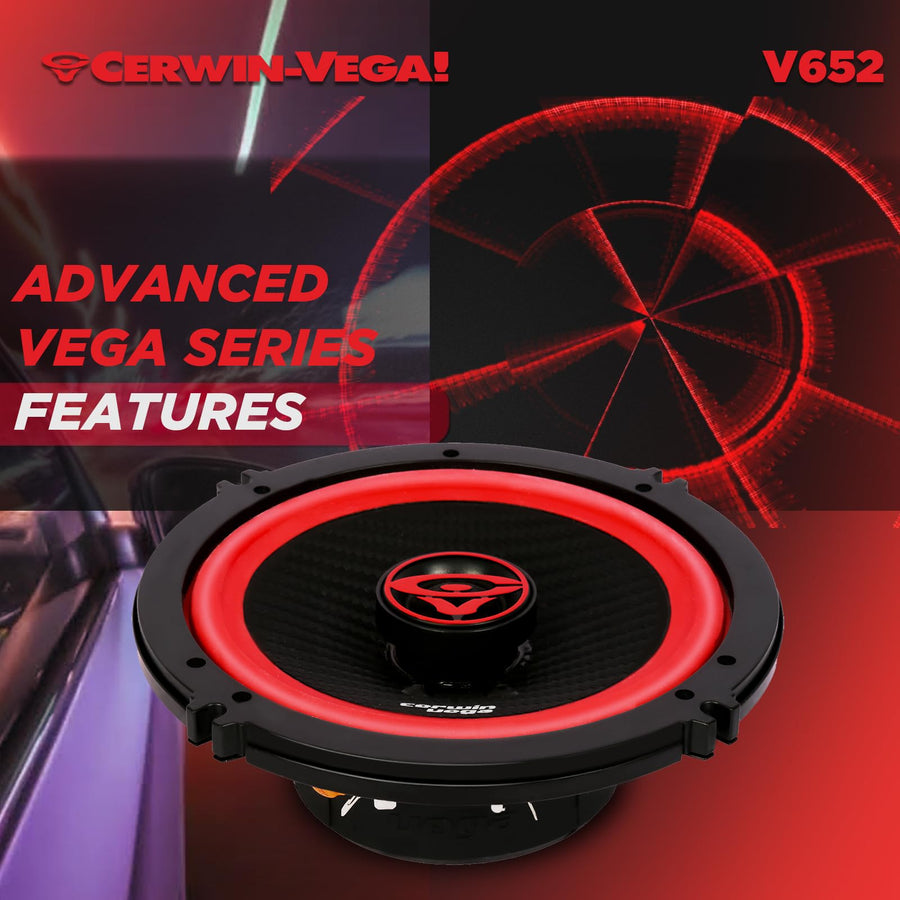 Cerwin Vega V652 2025 Edition 6.5" 2 - Way Coaxial Full - Range Speakers (Pair) - electronicsexpo.com - Car Speakers