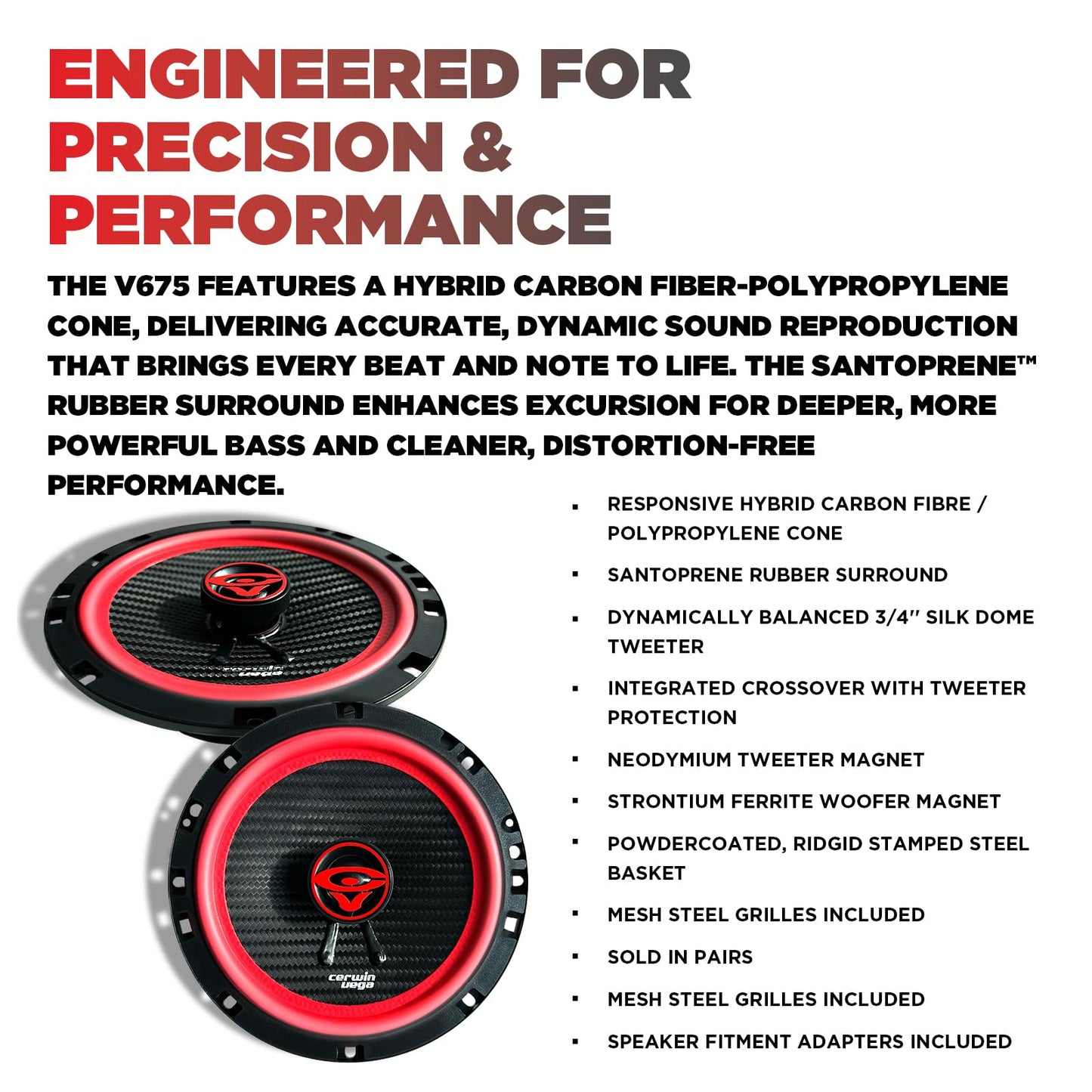 Cerwin Vega V675 2025 Edition 6.75" 2 - Way Coaxial Full - Range Car Speakers (Pair) - electronicsexpo.com - Car Speakers
