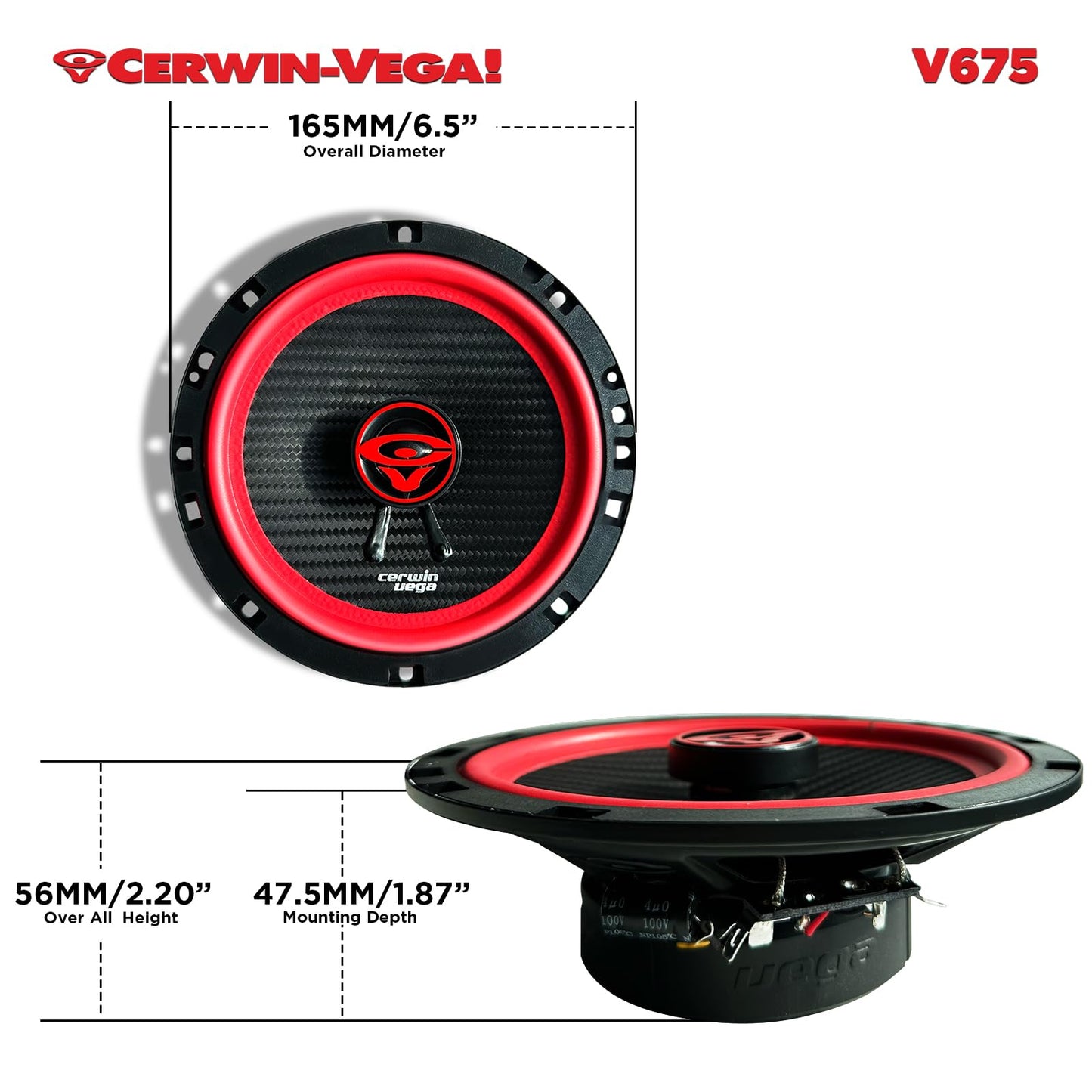 Cerwin Vega V675 2025 Edition 6.75" 2 - Way Coaxial Full - Range Car Speakers (Pair) - electronicsexpo.com - Car Speakers