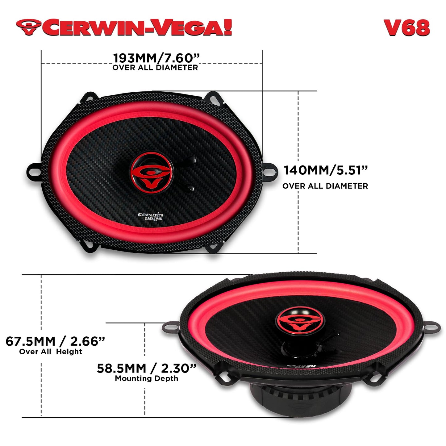 Cerwin Vega V68 2025 Edition 6" x 8" 2 - Way Coaxial Full - Range Car Speakers (Pair) - electronicsexpo.com - Car Speakers