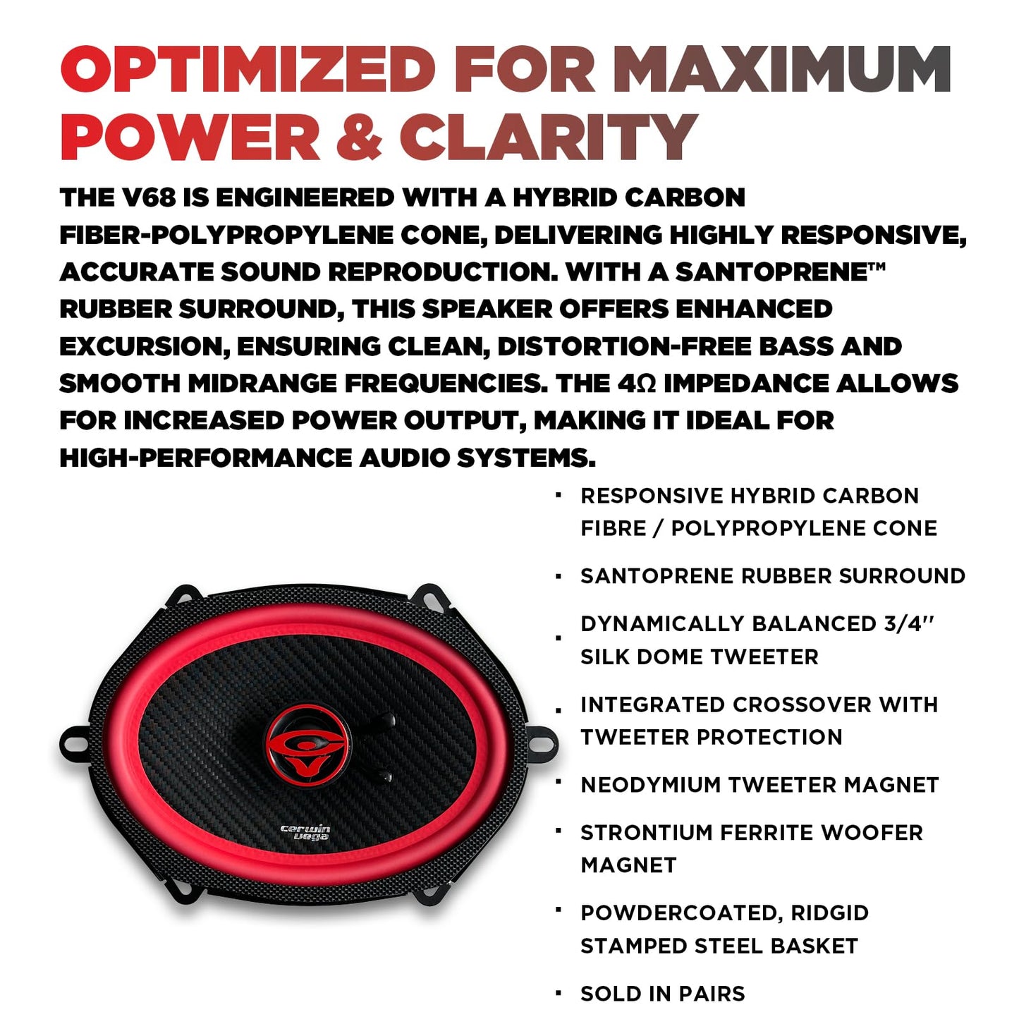 Cerwin Vega V68 2025 Edition 6" x 8" 2 - Way Coaxial Full - Range Car Speakers (Pair) - electronicsexpo.com - Car Speakers