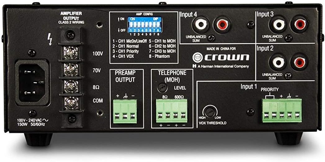 Crown Audio 160MA 4 x 1 60W Commercial Mixer/Amplifier - electronicsexpo.com - Power Amplifiers