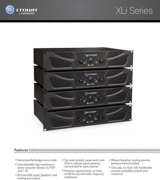 Crown XLi800 Two-Channel 300-Watt Power Amplifier
