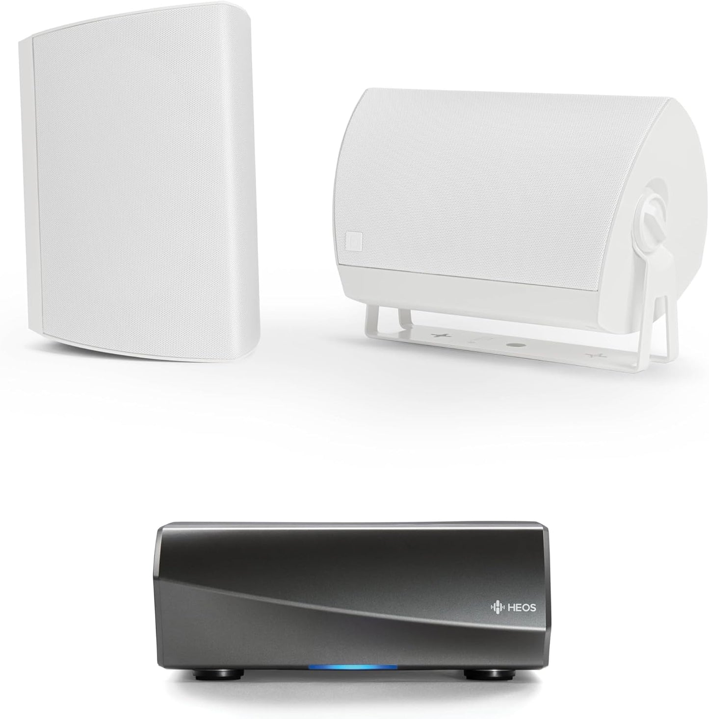 Definitive Technology AW - 650 All - Weather Outdoor Speakers (White, Pair) with 6.5” Woofer, 1” Tweeter & Passive Bass Radiator + Denon HEOS Hi - Res Wireless Streaming Amplifier for High - Fidelity Sound (Bundle) - electronicsexpo.com - Outdoor Speakers