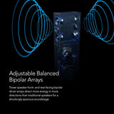 Definitive Technology Dymension DM40 Slim Tower Speakers, Adjustable Bipolar Arrays, (4) 4.5" Midrange Woofers, & Tweeter (Bundle) - electronicsexpo.com - Floor Standing Speakers