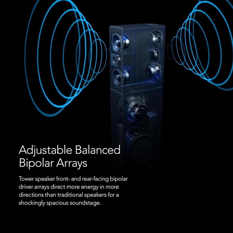 Definitive Technology Dymension DM40 Slim Tower Speakers, Adjustable Bipolar Arrays, (4) 4.5" Midrange Woofers, & Tweeter (Bundle) - electronicsexpo.com - Floor Standing Speakers