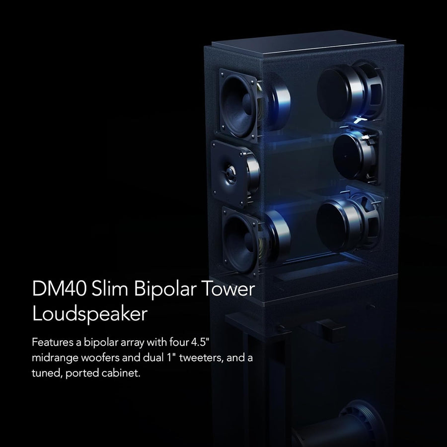 Definitive Technology Dymension DM40 Slim Tower Speakers, Adjustable Bipolar Arrays, (4) 4.5" Midrange Woofers, & Tweeter (Bundle) - electronicsexpo.com - Floor Standing Speakers