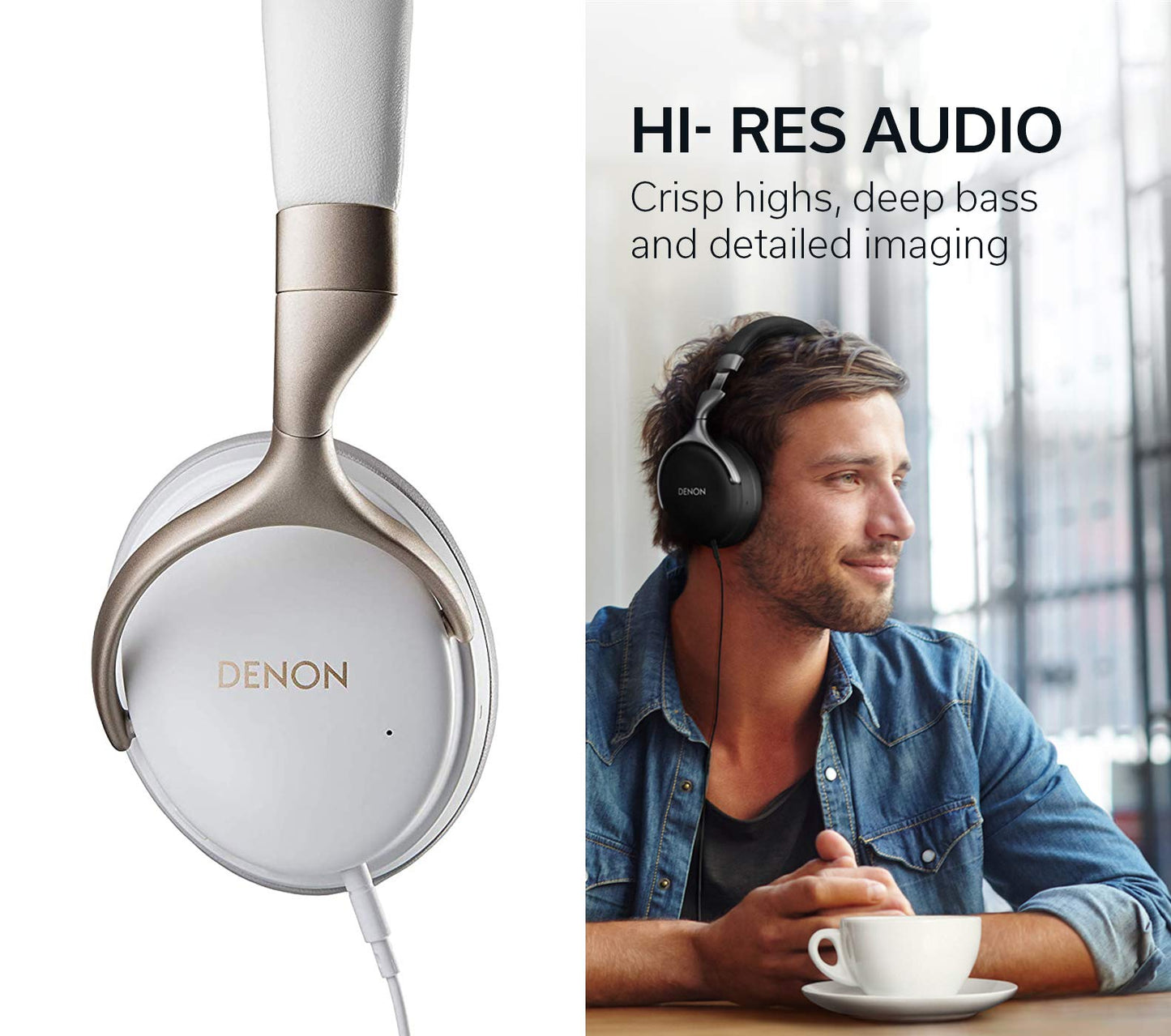 Denon AH - GC25NC Premium Noise - Cancelling Wired Headphones (White) - electronicsexpo.com - Headphones