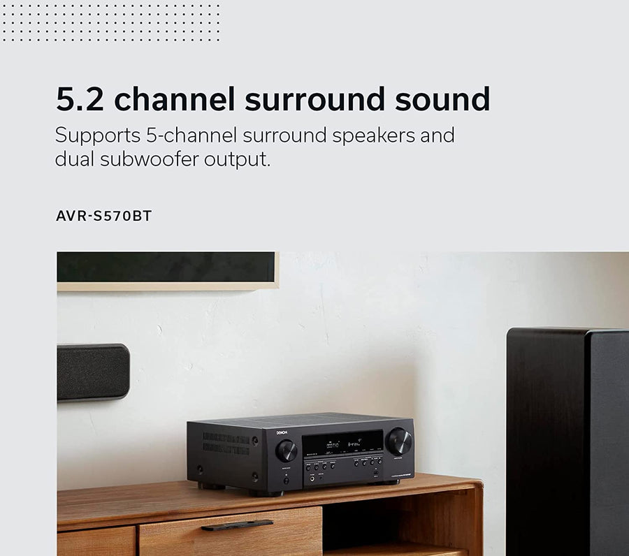 Denon AVR - S570BT 5.2 Channel Home Theater Receiver (Certified Refurbished) - electronicsexpo.com - Home Theater Receivers