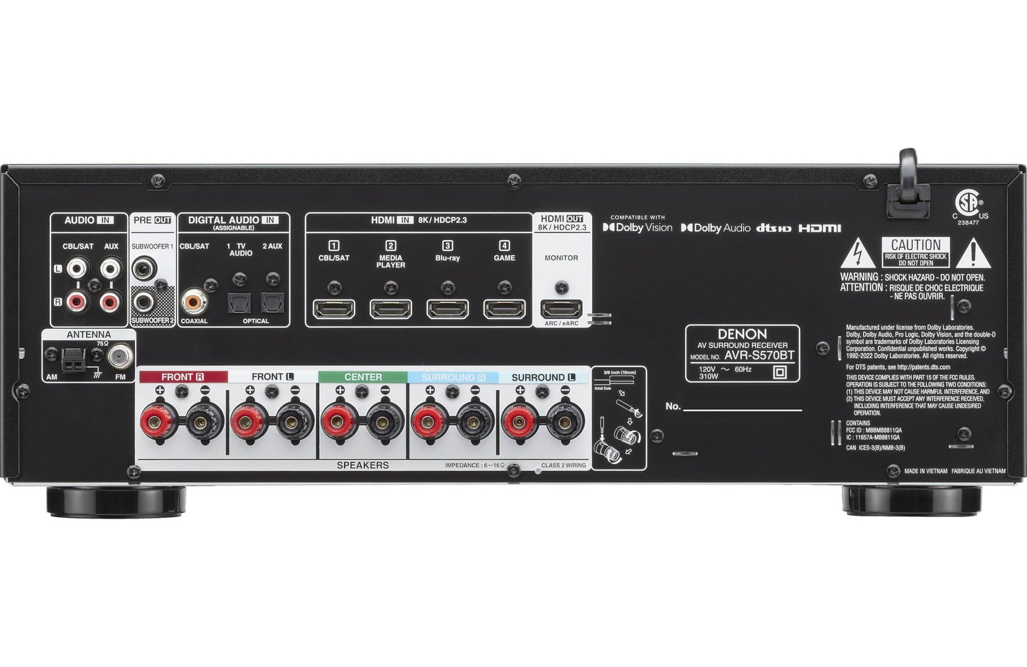 Denon AVR - S570BT 5.2 Channel Home Theater Receiver (Open Box) - electronicsexpo.com - Home Theater Receivers