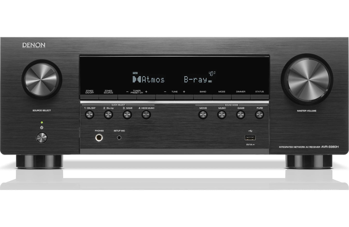 Denon AVR-S980H 7.2-Channel Home Theater Receiver with Dolby Atmos, Bluetooth, Apple AirPlay 2, and Powered by HEOS Streaming - electronicsexpo.com-Home Theater Receivers