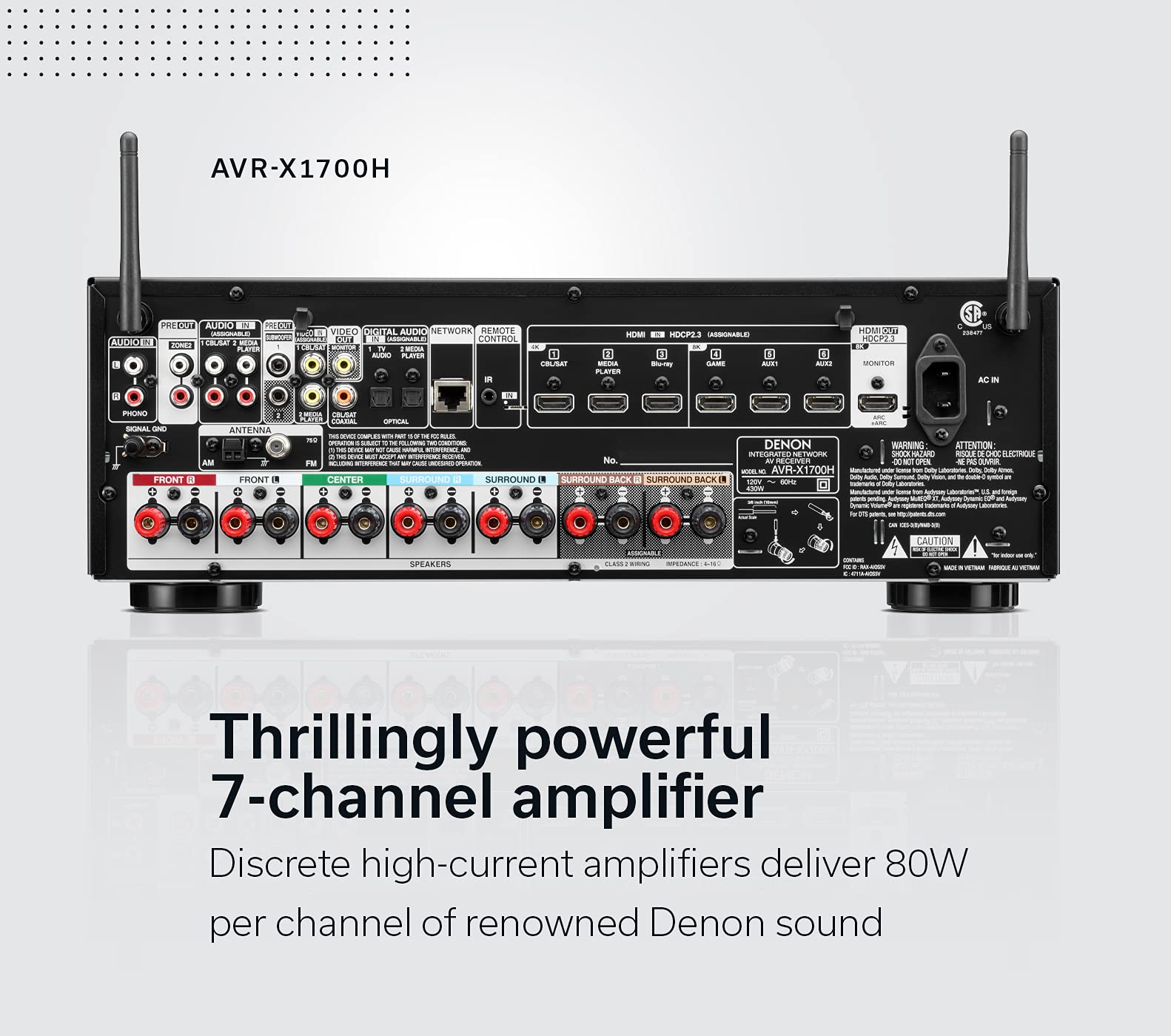 Denon AVR-X1700H 7.2ch 8K Home Theater Receiver (Certified Refurbished