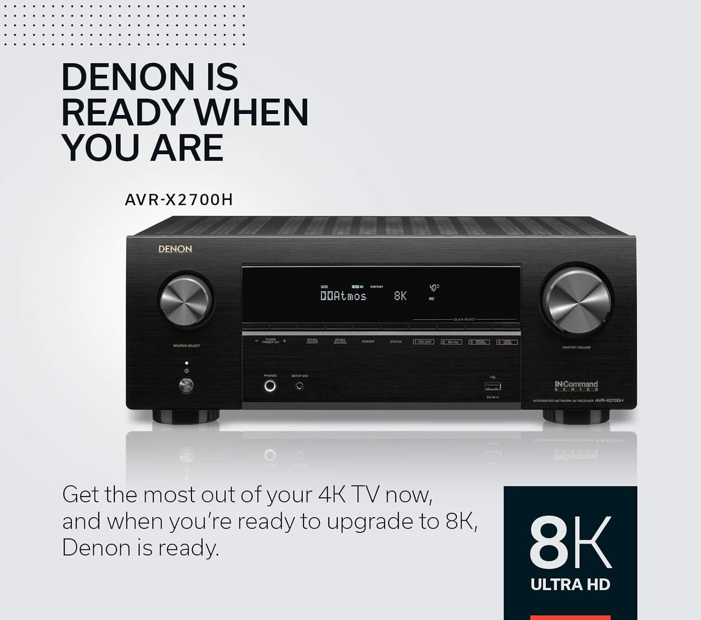 Denon AVR - X2700H 7.2 - Channel 8K Ultra HD Home Theater Receiver with 3D Audio and HEOS Built - In (Certified Refurbished) - electronicsexpo.com - Home Theater Receivers