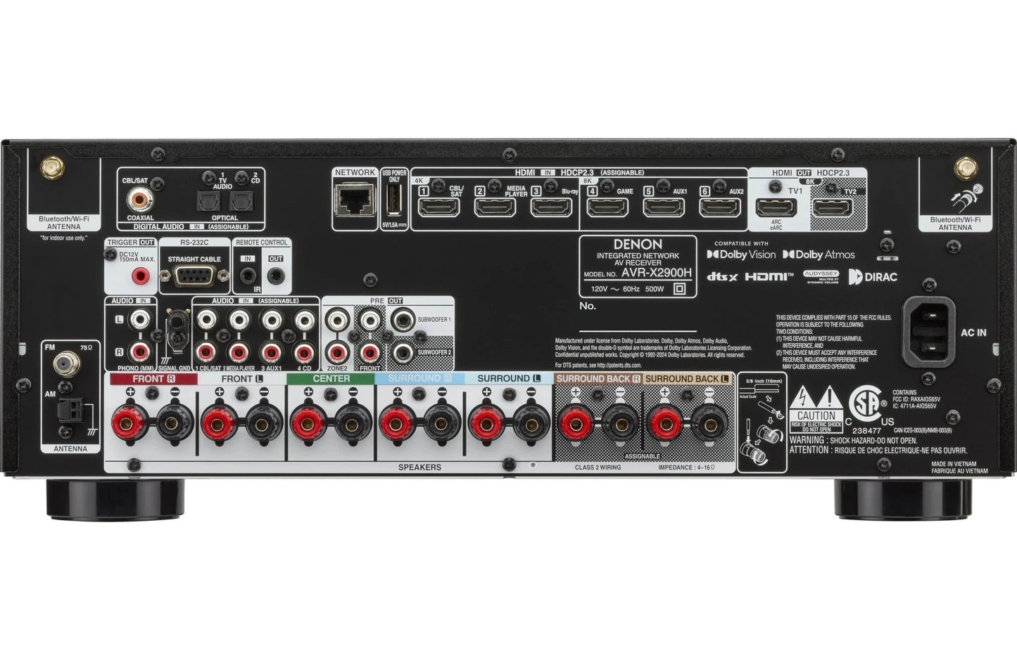 Denon AVR - X2900H 7.2 - channel Home Theater Receiver with Dolby Atmos, Bluetooth, and Powered by HEOS Streaming - electronicsexpo.com - Home Theater Receivers