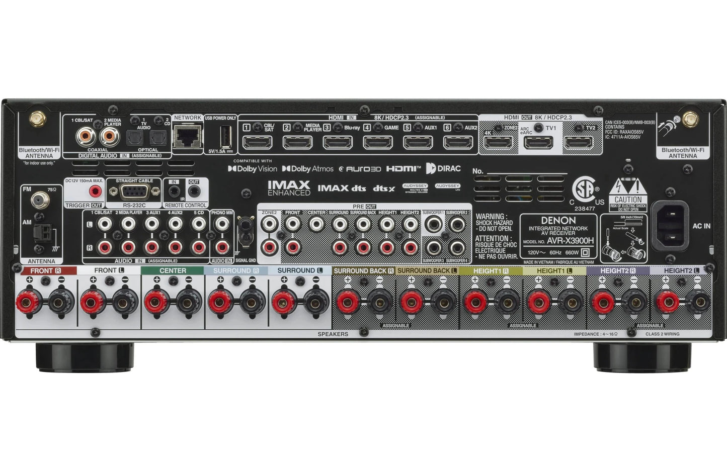 Denon AVR - X3900H 9.4 - channel Home Theater Receiver with Dolby Atmos, Bluetooth, and Powered by HEOS Streaming - electronicsexpo.com - Home Theater Receivers