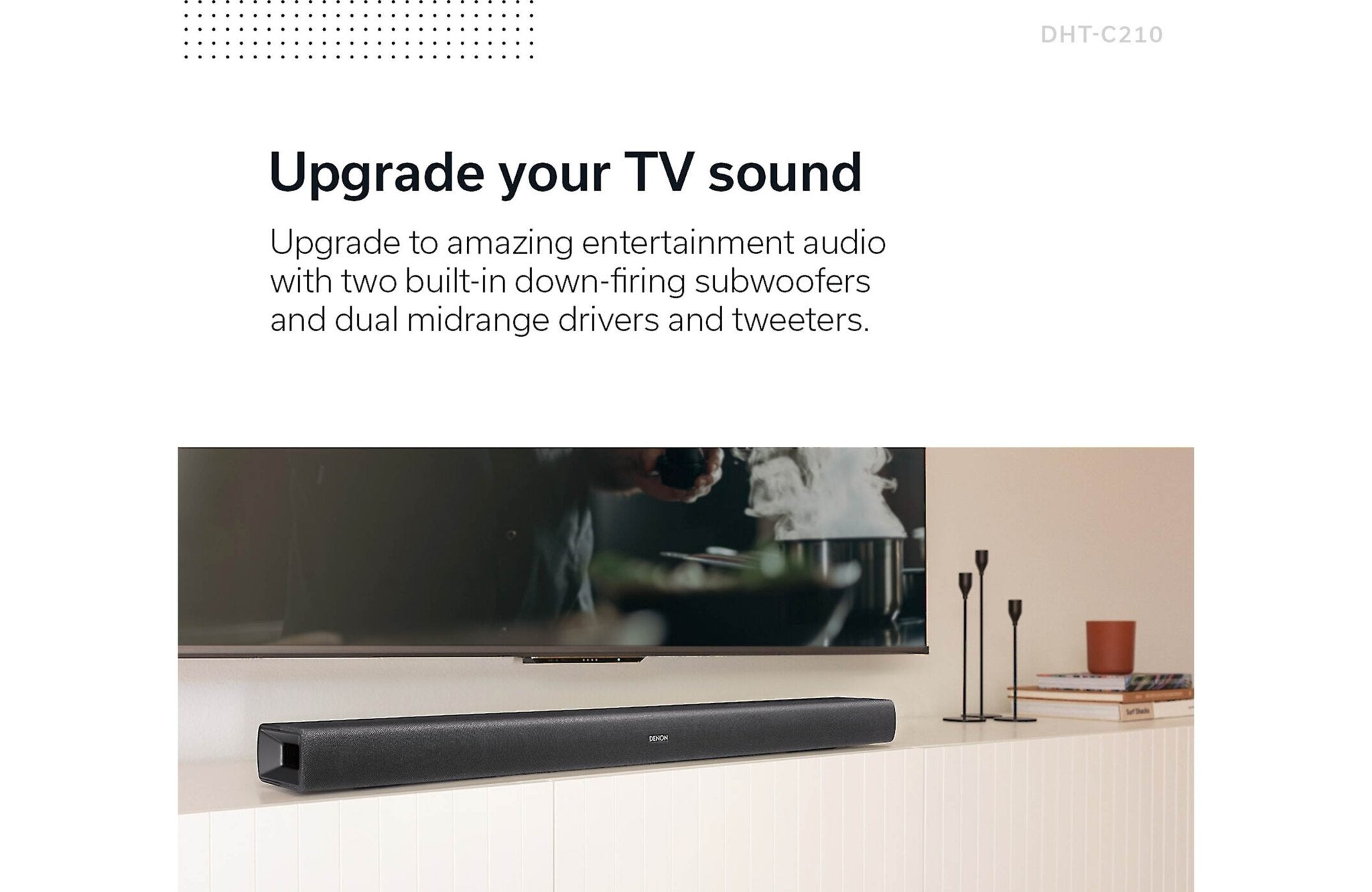 Denon DHT-C210 Powered 2.1-Channel Sound Bar with Dolby Atmos and Blue