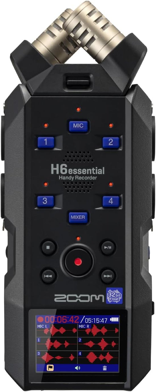 Zoom H6essential with 32-Bit Float, Accessibility, 6-Track Portable Recorder, Stereo Microphones, 4 XLR/TRS Inputs, Records to SD Card, USB Audio Interface, for Musicians, Podcasters, Filmmakers - Misc - electronicsexpo.com