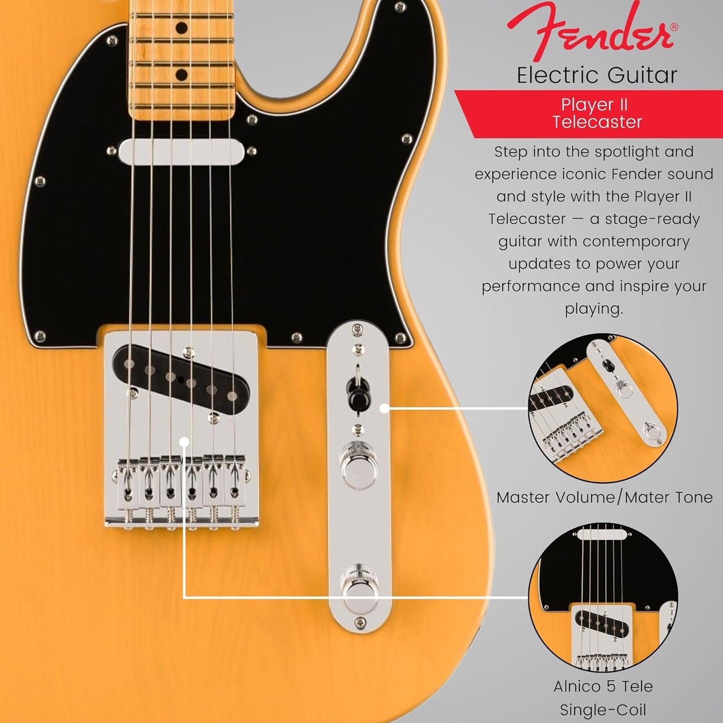 Fender Player II Telecaster Electric Guitar (Butterscotch Blonde with Maple Fingerboard) - electronicsexpo.com - Electric Guitars