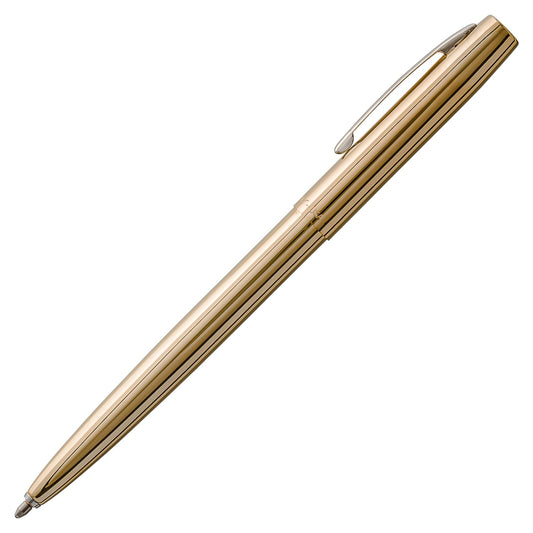Fisher Space Pen Brass Alloy Cap - O - Matic Pen, Ballpoint, Polished Brass, Black Ink - electronicsexpo.com - Misc