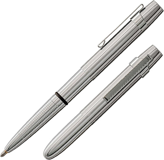 Fisher Space Pen Bullet Pen, X - Mark Flat Cap, Chrome, Ballpoint, Black Ink, Pocket Clip - electronicsexpo.com - Misc
