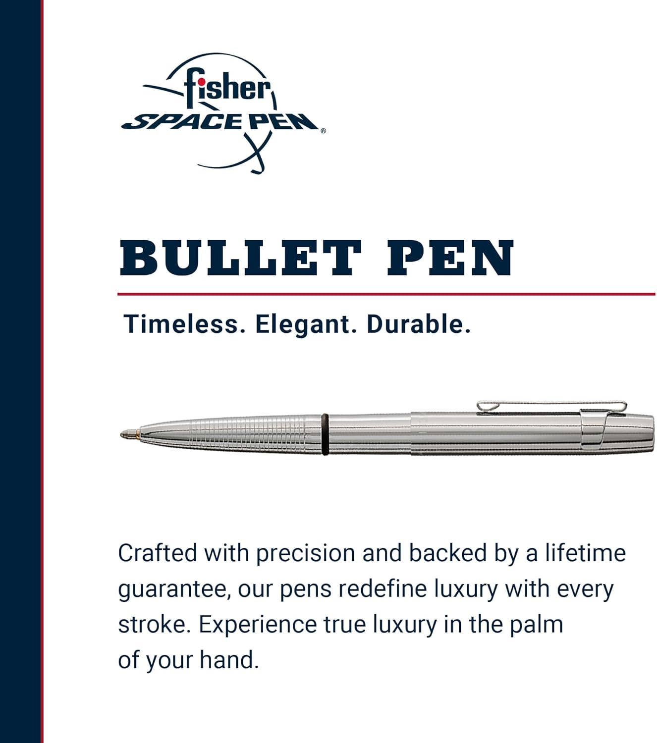 Fisher Space Pen Bullet Pen, X - Mark Flat Cap, Chrome, Ballpoint, Black Ink, Pocket Clip - electronicsexpo.com - Misc