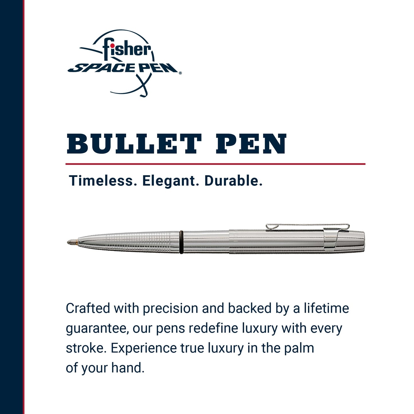 Fisher Space Pen Bullet Pen X - Mark Flat Cap Chrome, Ballpoint, Black Ink, Pocket Clip - electronicsexpo.com - Pens