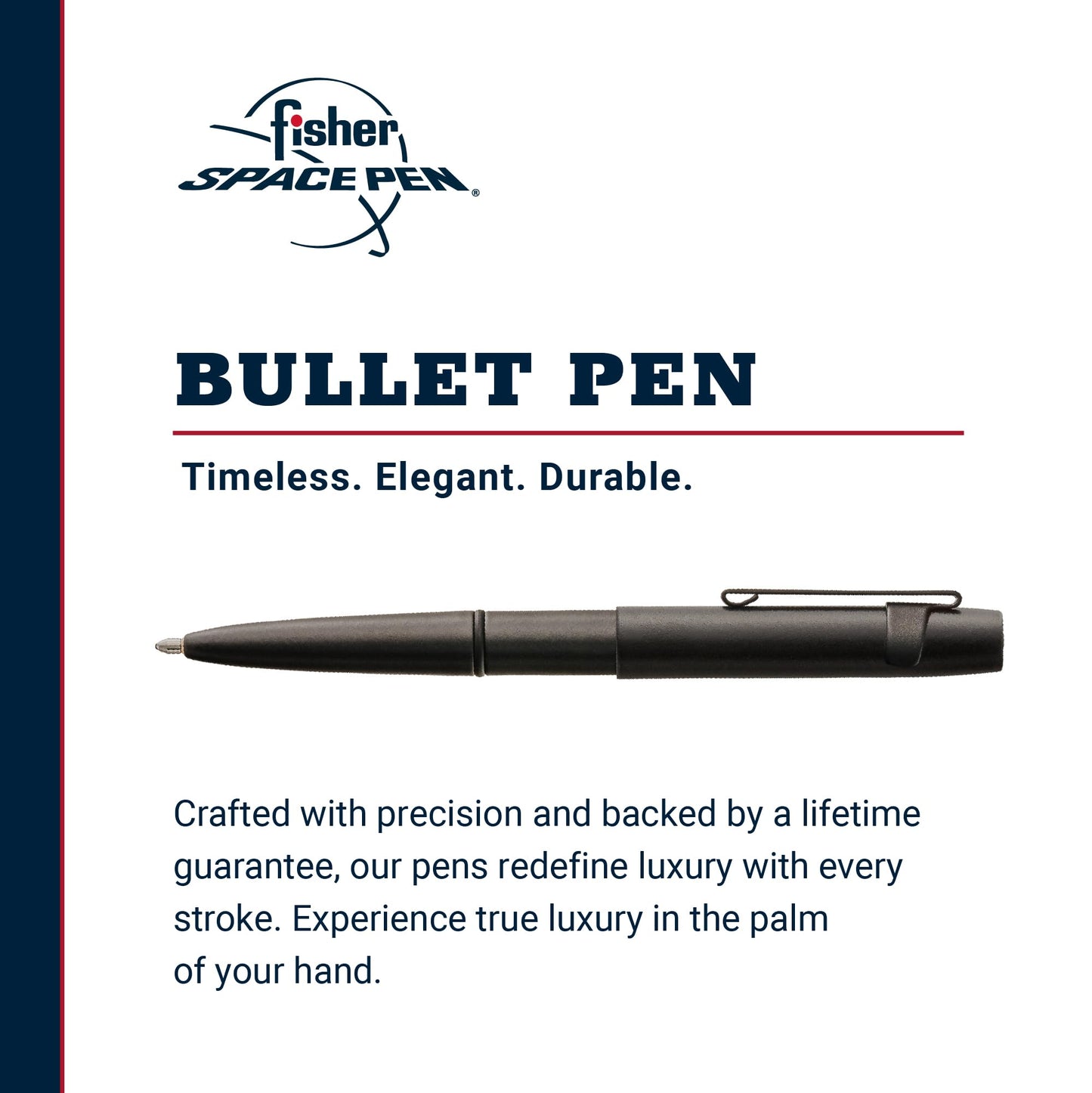 Fisher Space Pen Bullet Pen, X - Mark Flat Cap, Matte Black, Ballpoint, Black Ink, Pocket Clip - electronicsexpo.com - Misc