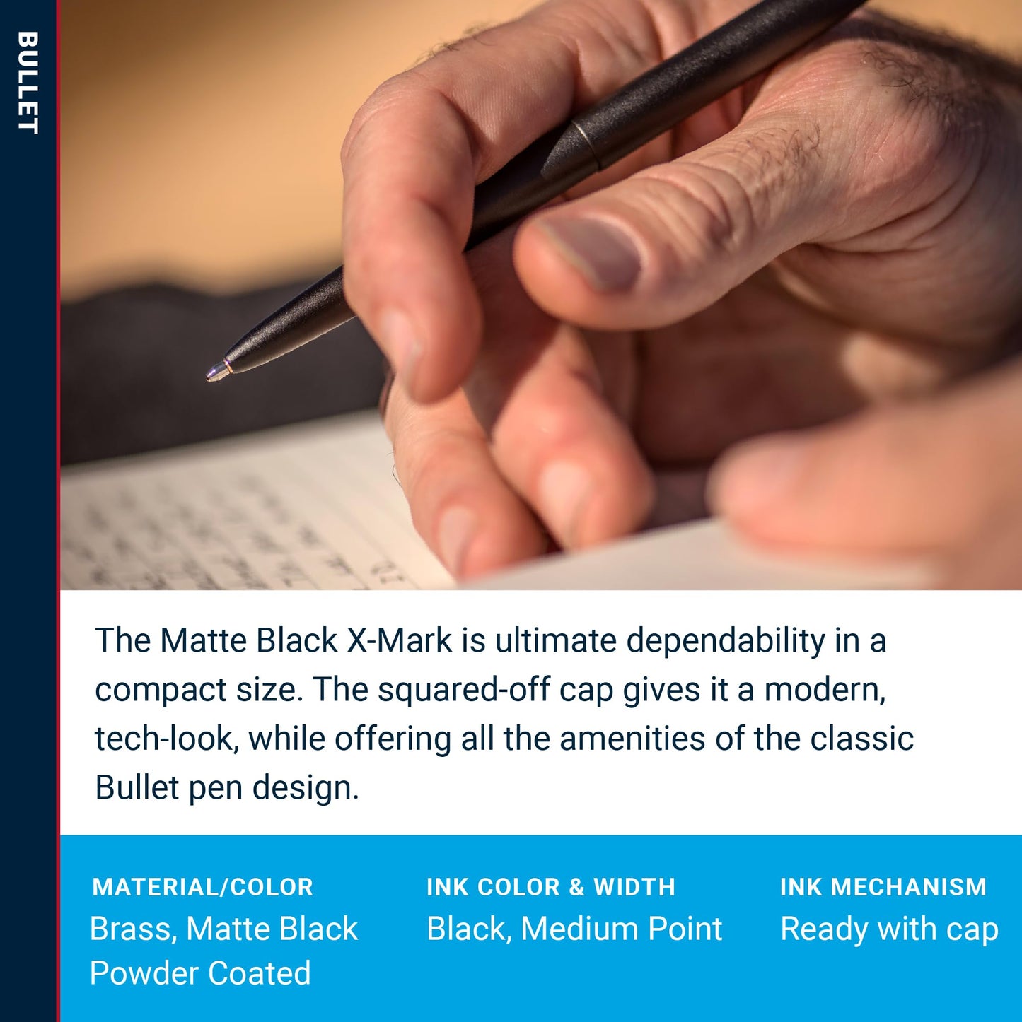 Fisher Space Pen Bullet Pen, X - Mark Flat Cap, Matte Black, Ballpoint, Black Ink, Pocket Clip - electronicsexpo.com - Misc