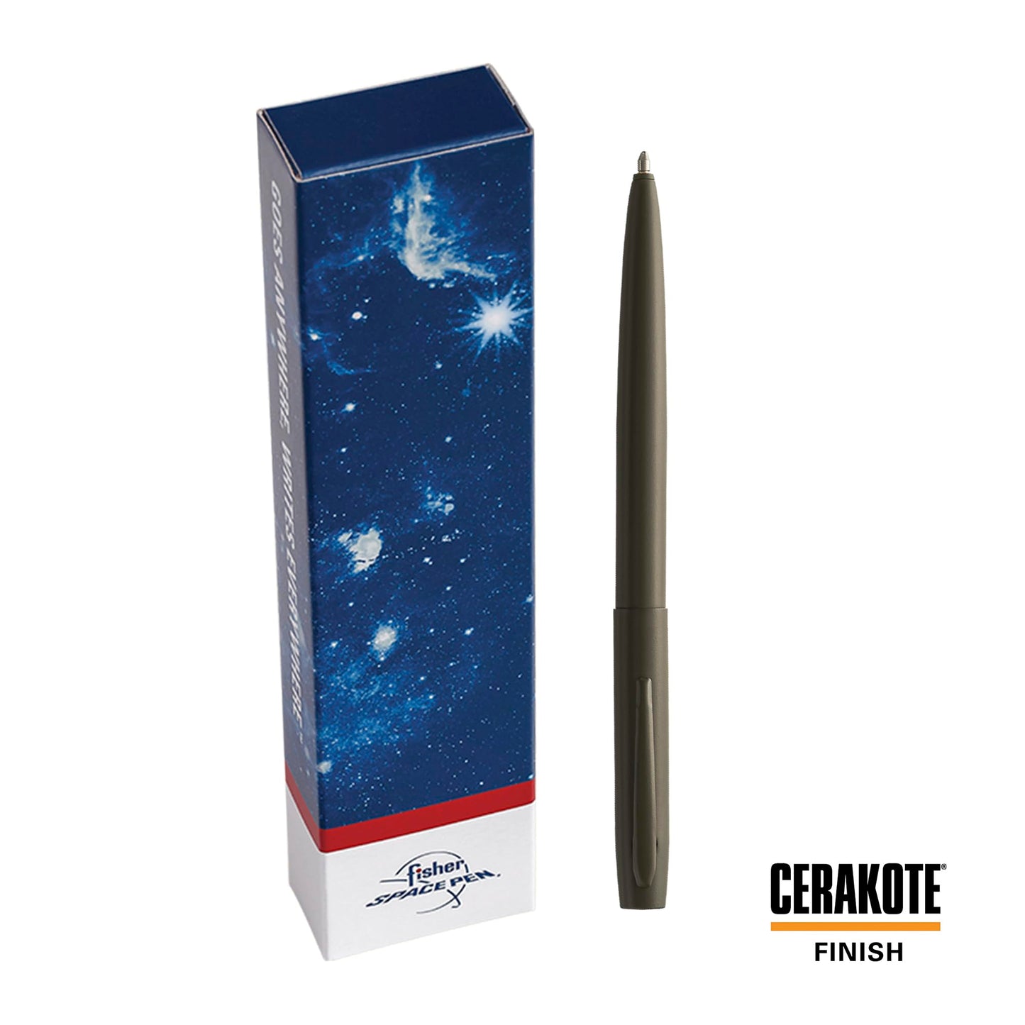 Fisher Space Pen Cerakote M4H Cap - O - Matic Series Pen Retractable Ballpoint Pen + Cerakote Polymer - Coating OD Green - electronicsexpo.com - Pens