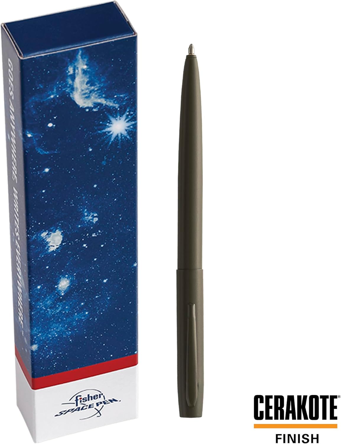 Fisher Space Pen Cerakote M4H Cap - O - Matic Series Pen Retractable Ballpoint Pen + Cerakote Polymer - Coating OD Green - electronicsexpo.com - Pens