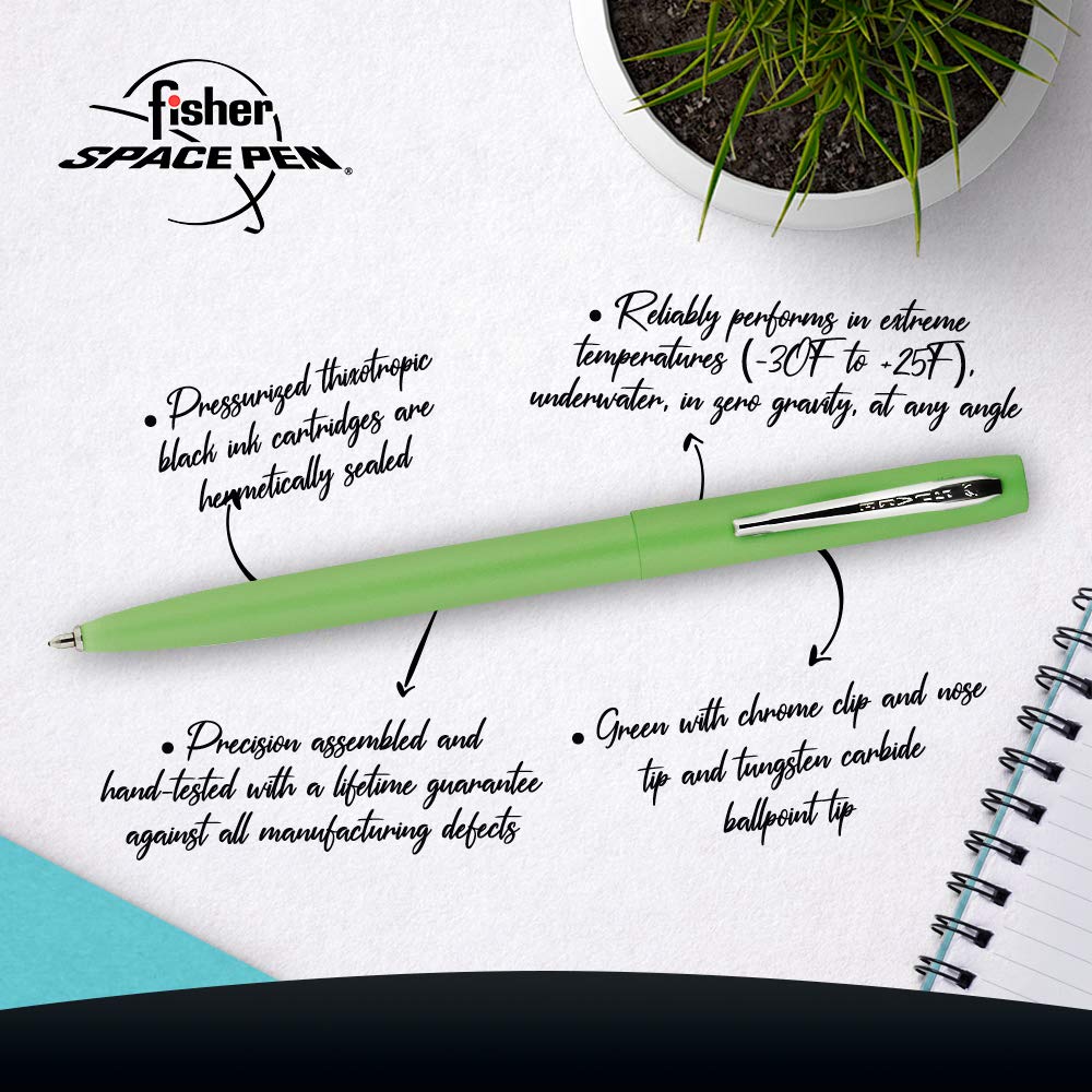 Fisher Space Pen Lime Green M4GR Chrome Clip Cap - O - Matic - electronicsexpo.com - Pens