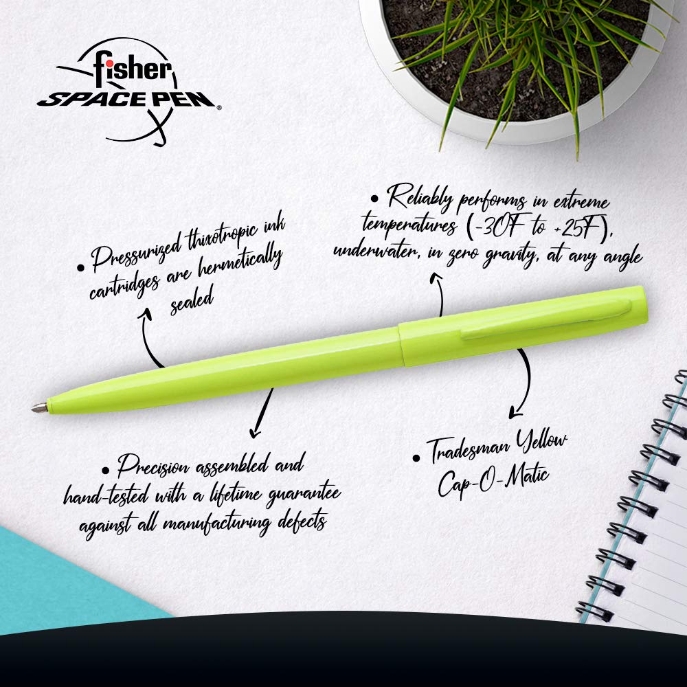 Fisher Space Pen Tradesman Yellow Cap - O - Matic Space Pen - electronicsexpo.com - Pens