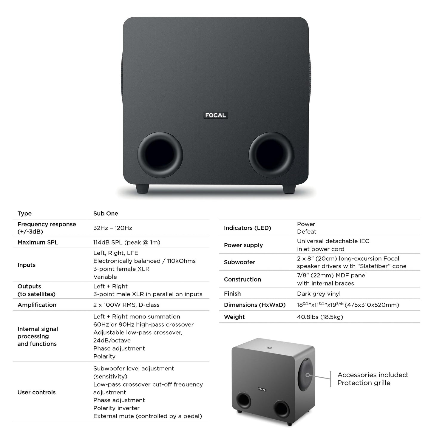 Focal Sub One Active Dual 8" Subwoofer - electronicsexpo.com - Subwoofers