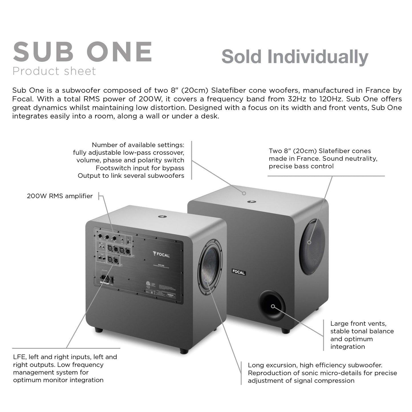 Focal Sub One Active Dual 8" Subwoofer - electronicsexpo.com - Subwoofers