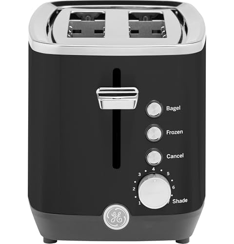 GE 2 Slice Black Stainless Steel Toaster, Extra Wide Slots for Toasting Bagels, Breads, Waffles & More, 7 Adjustable Shade Settings, Removable Crumb Tray, Countertop Kitchen Essentials, 850 Watts - electronicsexpo.com - Toasters & Toaster Ovens